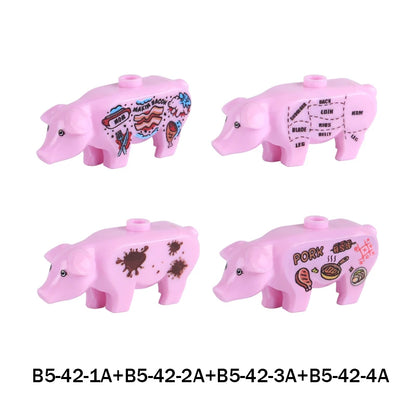MOC City Animal Series Zoo Scene Panda Tiger Dog Cat Sheep Goat Accessories Building Blocks Bricks Street View Bricks Toys Gi