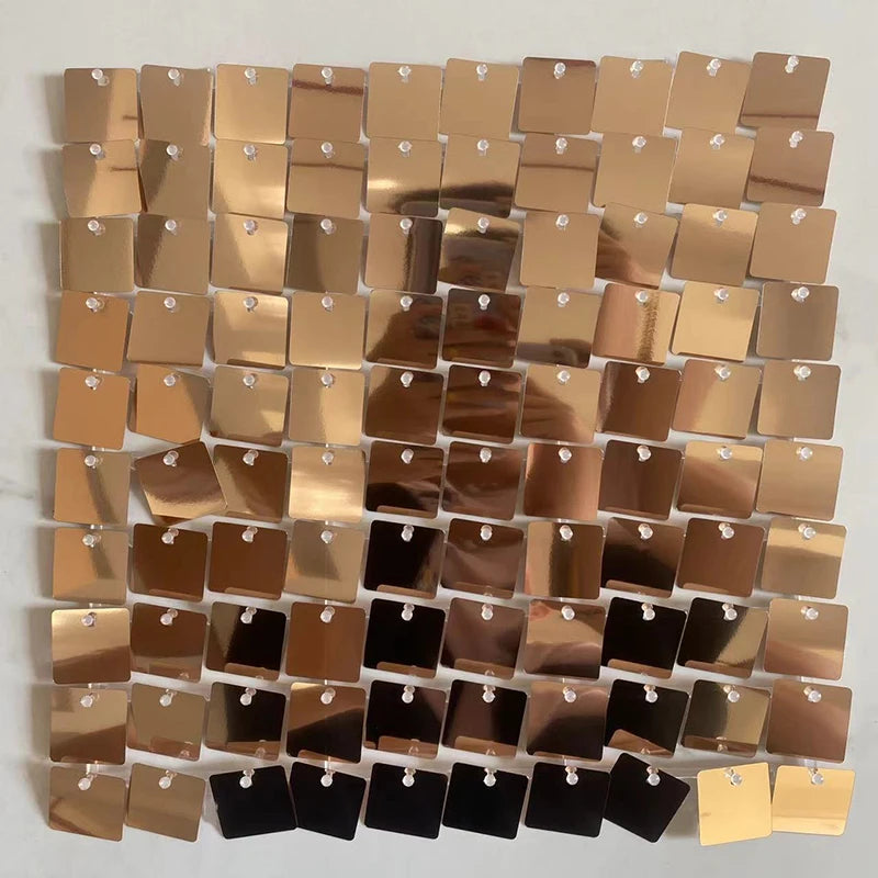 6-30Pcs Colorful Glitter Sequins Background Wall Panels Light Gold Square Shiny Panels Wedding Birthday Christmas Party Backd