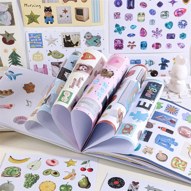 50 Sheets Retro Cartoon Sticker Book Paper Aesthetic Decals for Journaling Scrapbooking Laptop Water Bottle Planner Accessori