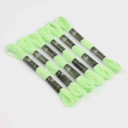 Glow in the Dark Sewing Embroidery Floss Thread 8m/piece 6pcs/set 6 Strands Thread for Cross Stitch - light green