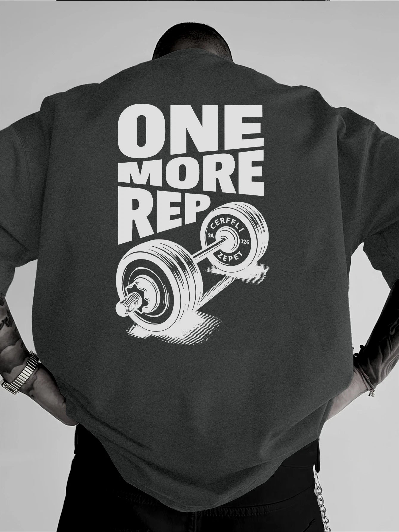 Men's T-Shirt Vintage Funny Gym Workout ONE MORE REP Weightlifting Women Streetwear Cotton Oversized Tees Short Sleeve Loose 