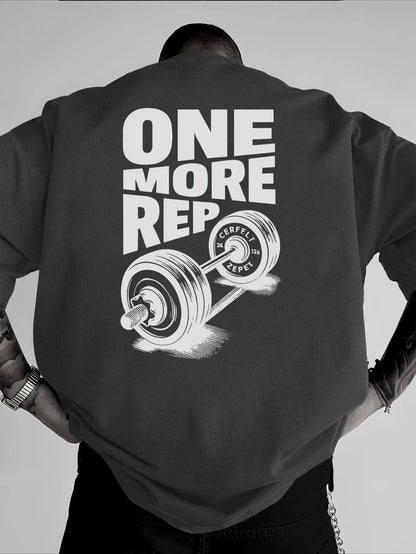 Men's T-Shirt Vintage Funny Gym Workout ONE MORE REP Weightlifting Women Streetwear Cotton Oversized Tees Short Sleeve Loose 