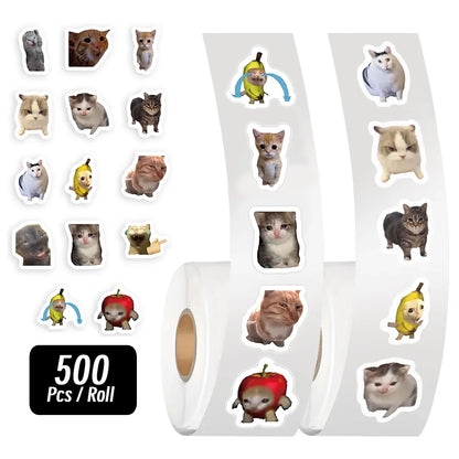 500pcs/roll Cartoon Meme Cat Stickers For School Reward Stickers Classroom Decoration Encouragement Sticker For Student Teach