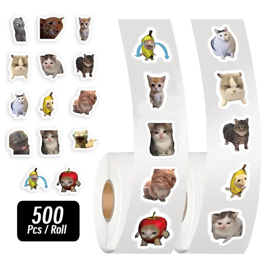 500pcs/roll Cartoon Meme Cat Stickers For School Reward Stickers Classroom Decoration Encouragement Sticker For Student Teach