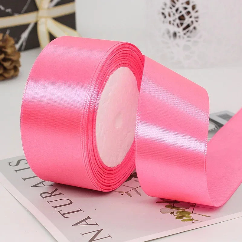25yards/Roll 40mm Satin Ribbons Crafts Bow DIY Gift Wrap Wine Red Orange Yellow Green Blue Purple Black Gray Gold White Ribbo