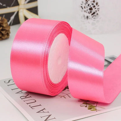 25yards/Roll 40mm Satin Ribbons Crafts Bow DIY Gift Wrap Wine Red Orange Yellow Green Blue Purple Black Gray Gold White Ribbo