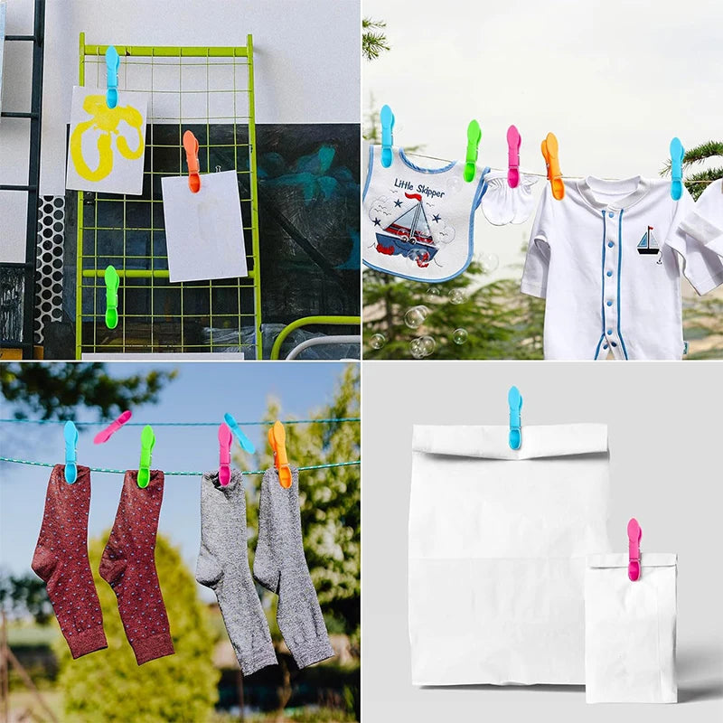 48/24Pcs Clothespins Hanging Pegs Clips Plastic Hangers Racks Laundry Clothes Pegs Clamps Towel Clips Home Storage Hooksks