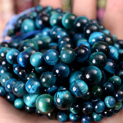 Natural Stone Beads Lava Jaspers Tiger Eye Quartz Agates Round Loose Beads for Jewelry Making DIY Bracelet Accessories 4-12MM