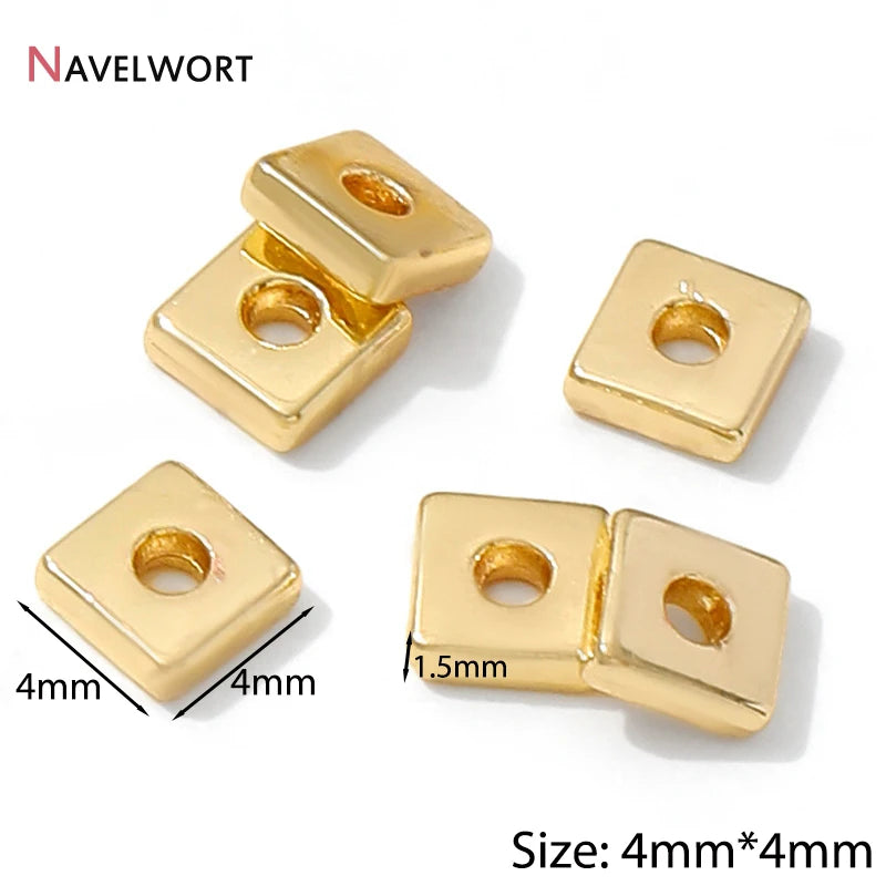 14K Gold Plated Oval Stripe Spacer Beads,Beads Separator,Brass Metal Flat Spacer Beads For Bracelet Necklace Making Accessori