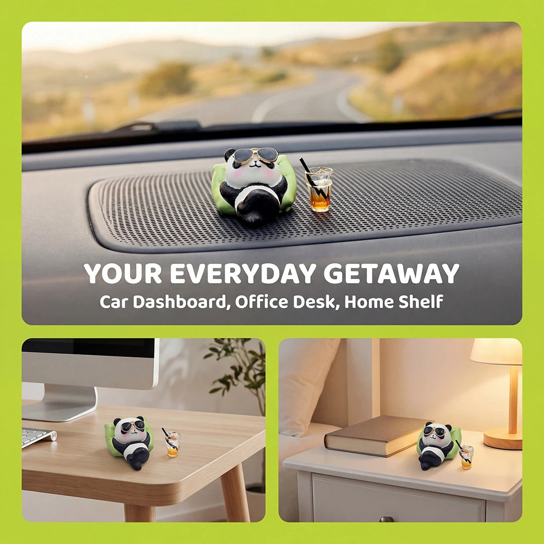 Cute Panda & Bunny Car Dashboard Decor Relaxed Resin Animal Figurines for Car Interior Decor & Home Office Desk Mini Statues