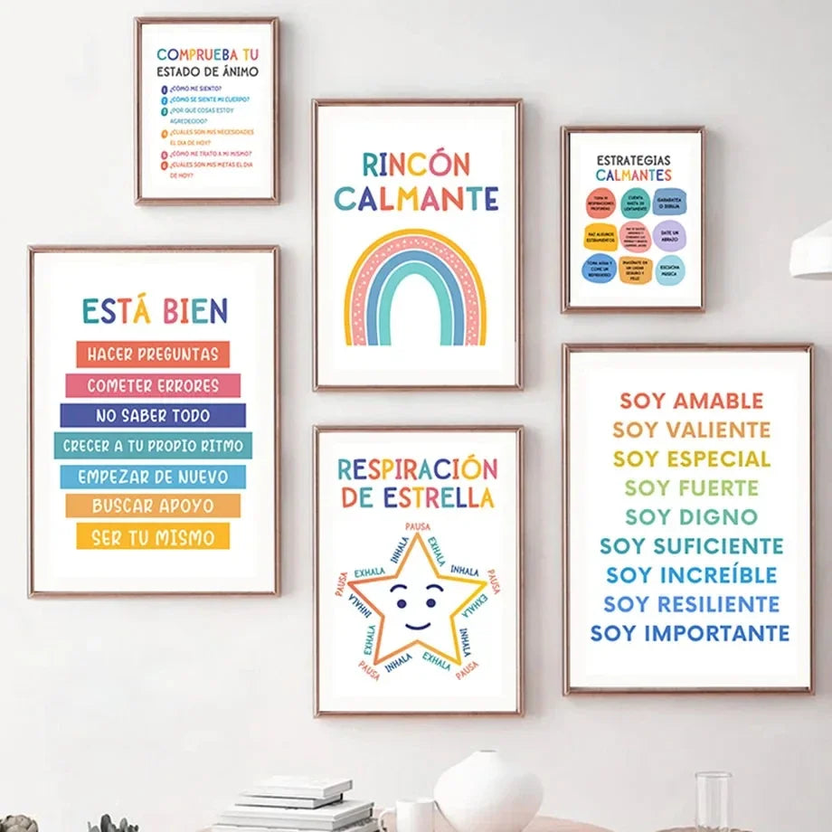 Modern Spanish Calm Corner Canvas Prints Aesthetic Inspirational Education Classroom Wall Art Poster for Home & School Decor