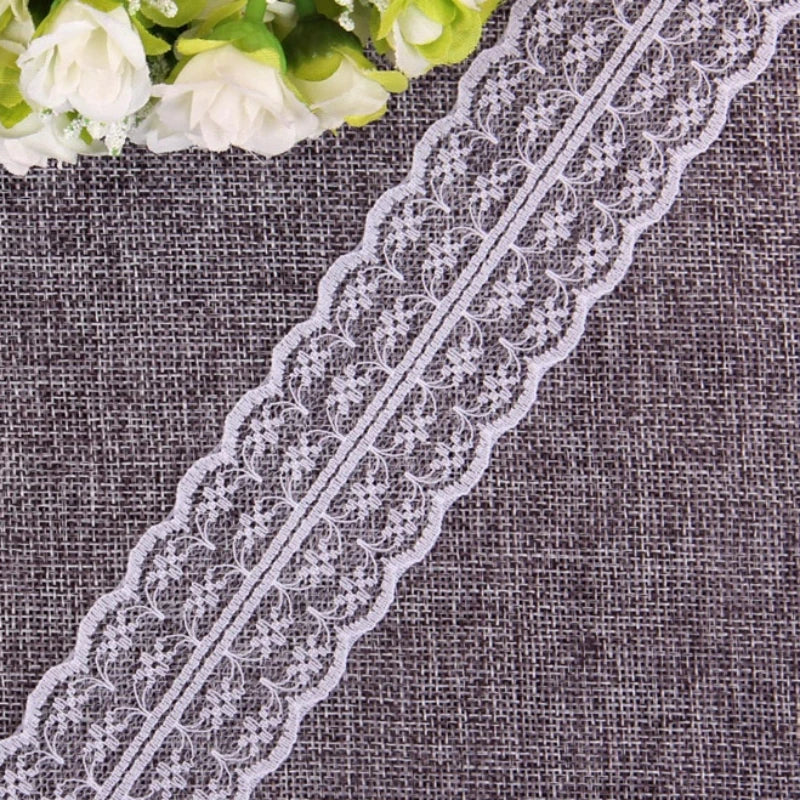 10m 4.5cm Non-Stretch Lace Ribbon White Embroidered Net Trim Fabric For DIY Craft Party Decoration Gift Wrapping Sewing Suppl