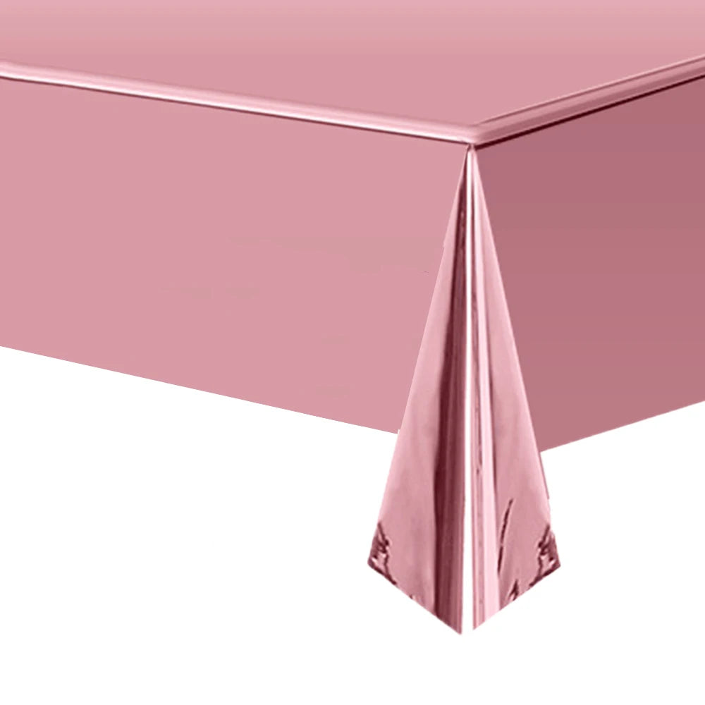 Disposable Tablecloth White Black Pink Gold Table Cover Plastic Birthday Wedding Table Cloth Party Dining Table Decoration Fa