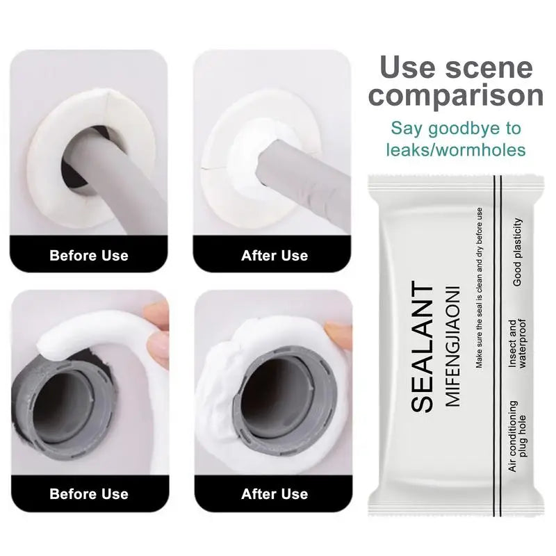 6pcs Wall Hole Sealing Cement Clay Sealant Cover Cracks Waterproof Repair Air Conditioning Holes Sewer Sealing Mending