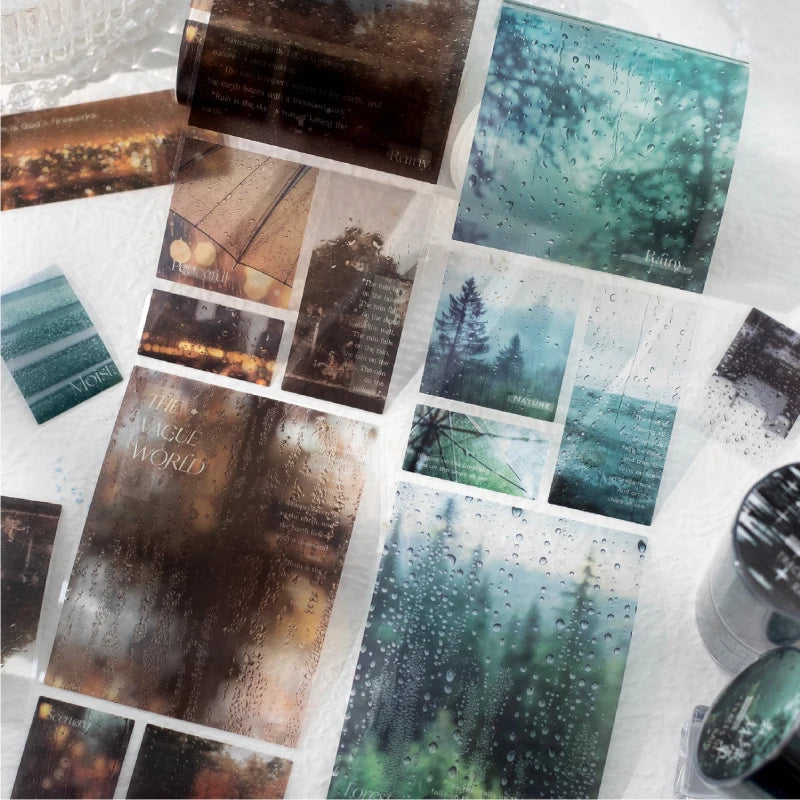 Journal GO 7x200cm Rain Diary Masking Tape Creative Collage Junk Journal Scrapbooking Material Tape Sticker Diary Planner diy