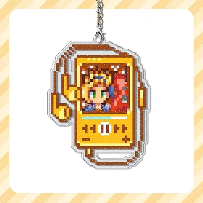Game Stardew Valley Sebastian Shane Elliott Cosplay Keychain Acrylic Pixel Walkman Pendant Keyring Key Chain Bag Accessory Pr