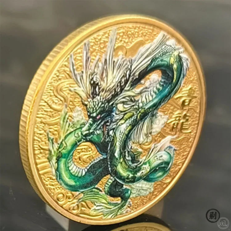 Chinese Mythical Beasts Coins Collectibles Dragon Coin Tiger Suzaku Zodiac Tai Chi Commemorative Medal Luck