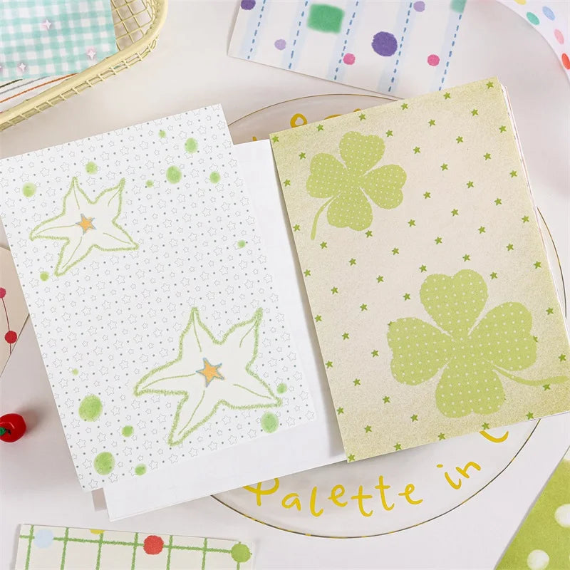 100sheets Ins Wave Point Line Painting Memo Material Paper DIY Handmade Scrapbooking Decor Journal Aesthetic Supplies