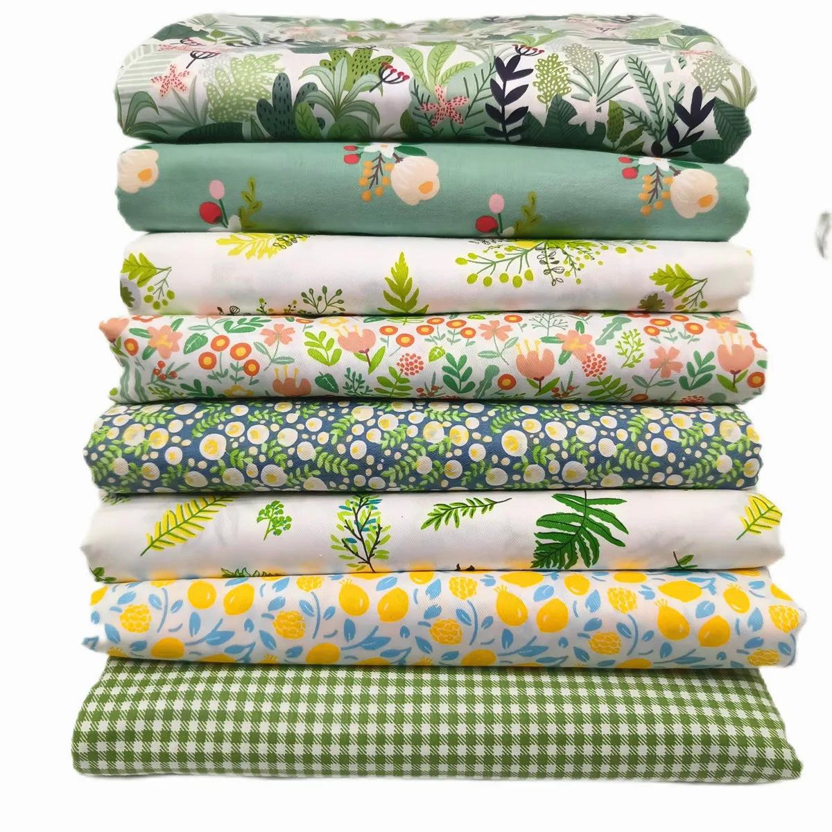 8PCS 20x 25cm Squares Cotton Craft Fabric Cloths for DIY Bundle Patchwork Quilting Sewing Scrapbooking Artcraft - Green (Styl