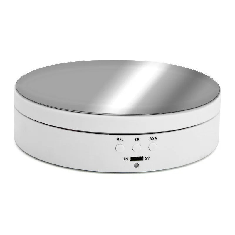 3 Speeds Electric Rotating Display Stand Mirror 360 Degree Turntable Jewelry Holder Battery/USB Power for Photography Shootin