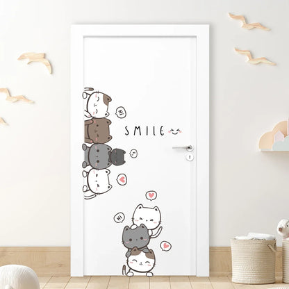 1Pc Furniture Cartoon Cute Cat Wall Stickers for Door Home Decor Accessories Living Room Kids Room Decoration Wall Decals DIY