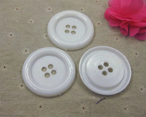 3-10pcs Super big white Buttons 5/6.5/7cm Great circle edge 4 hole nylon Large Buttons Diy decor Clothing Sewing accessories 