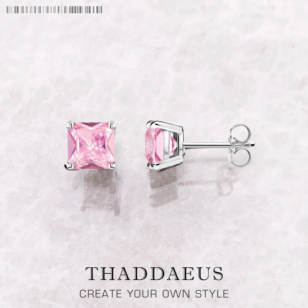 Studs Earrings Square Princess Cut Stone Europe Style Fine Jewerly For Women Trendy Gift In 925 Sterling Silver
