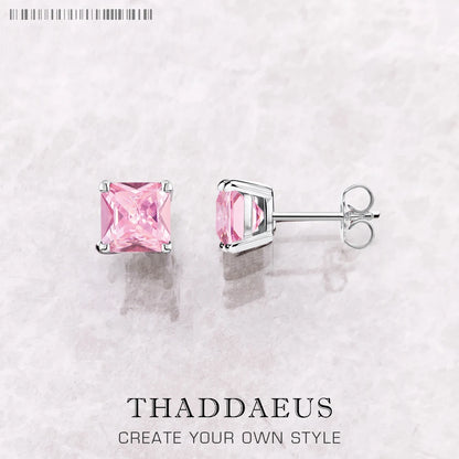 Studs Earrings Square Princess Cut Stone Europe Style Fine Jewerly For Women Trendy Gift In 925 Sterling Silver - D