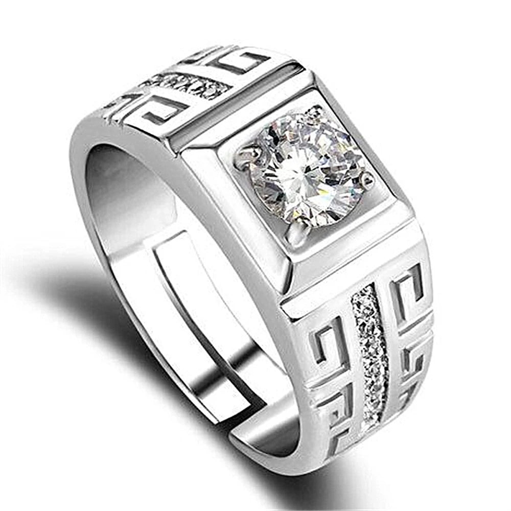 Charm 925 Sterling Silver Rings For men Shining crystal adjustable size Fashion Gifts engagement wedding Jewelry