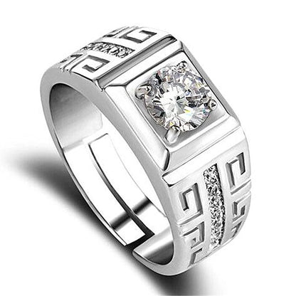 Charm 925 Sterling Silver Rings For men Shining crystal adjustable size Fashion Gifts engagement wedding Jewelry