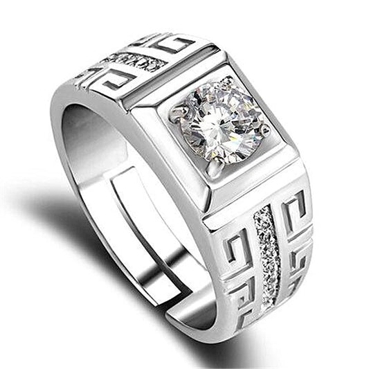 Charm 925 Sterling Silver Rings For men Shining crystal adjustable size Fashion Gifts engagement wedding Jewelry