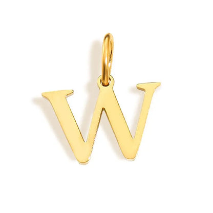 26 Letter Alphabet Initial 10mm Charm Pendant Jewelry Gold Stainless Steel Simple PVD Plated DIY Necklace Bracelet Jewelry - 