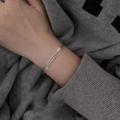 Fashion 925 Sterling Silver Bracelets for Women Simple Korean Multi Layer Coil Adjustable Bracelets Party Wedding Jewelry Gif
