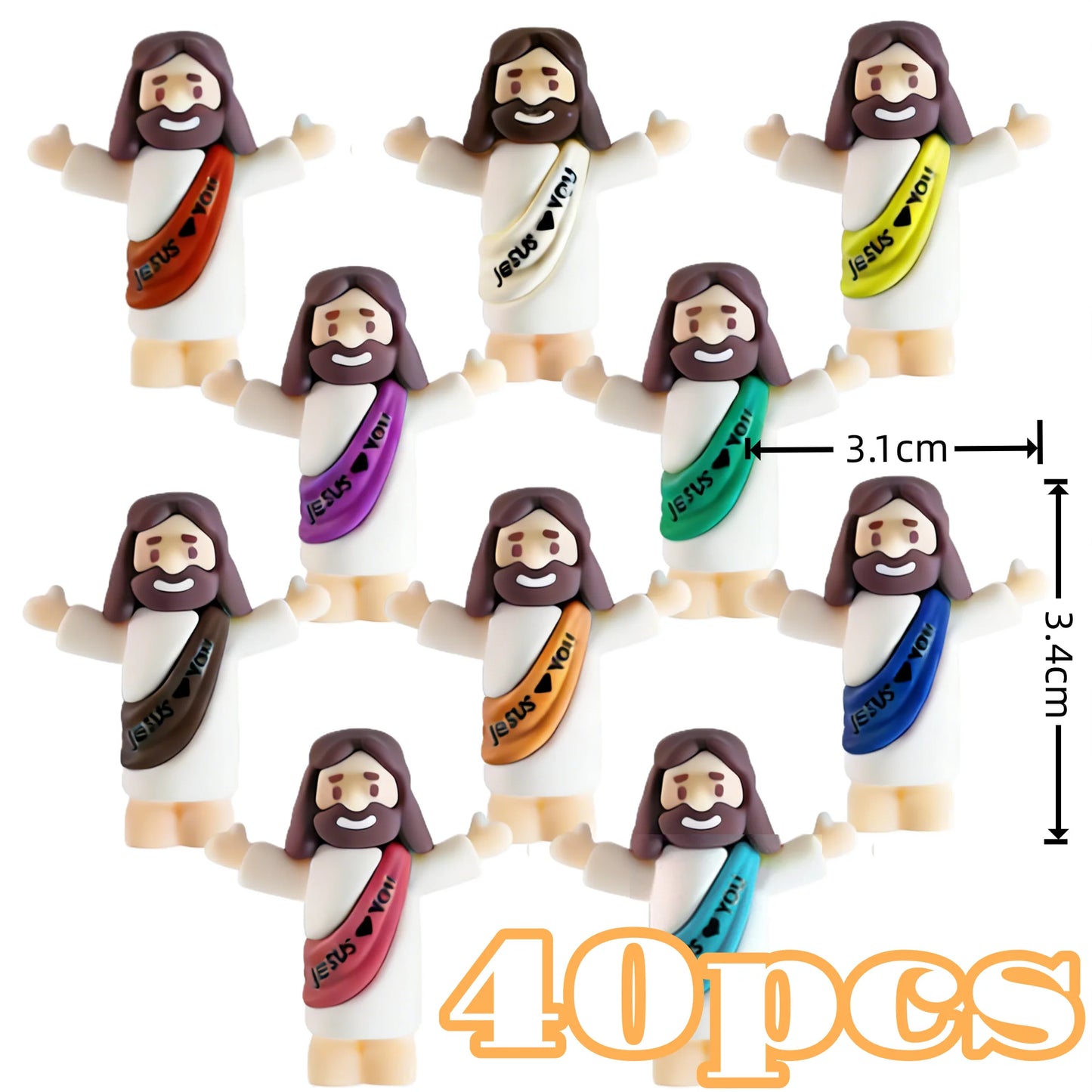 10/60pcs Mini Jesus Decorations Cartoon Statue Set for Holiday Party Scene Decor Festive Room Figurines Christmas Easter Gift