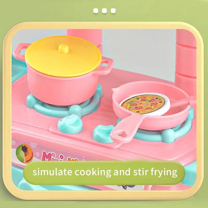 Mini Kitchen Counter Play Set DIY Simulated Cooking Food Tableware Play House Role Play Pretend Game Toy Gift Kid Boy Childre