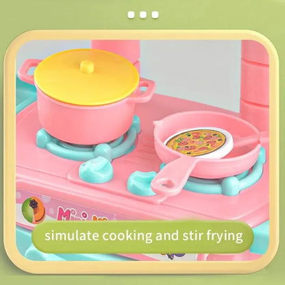 Mini Kitchen Counter Play Set DIY Simulated Cooking Food Tableware Play House Role Play Pretend Game Toy Gift Kid Boy Childre