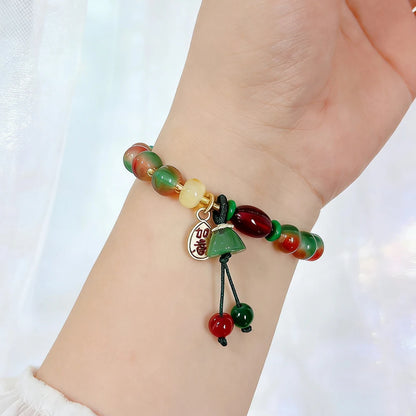 New Chinese Style Colorful Beaded Bracelet For Women Vintage Natural Stone Ethnic Handmade Chain Hand Rope Bracelet Jewelry G
