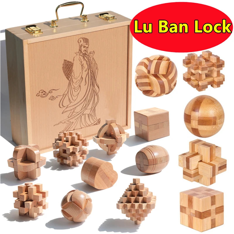 New Wooden Kong Ming Lock Lu Ban Lock IQ Brain Teaser Educational Toy Children Montessori 3D Puzzles Game Unlock Toys Kid Adu