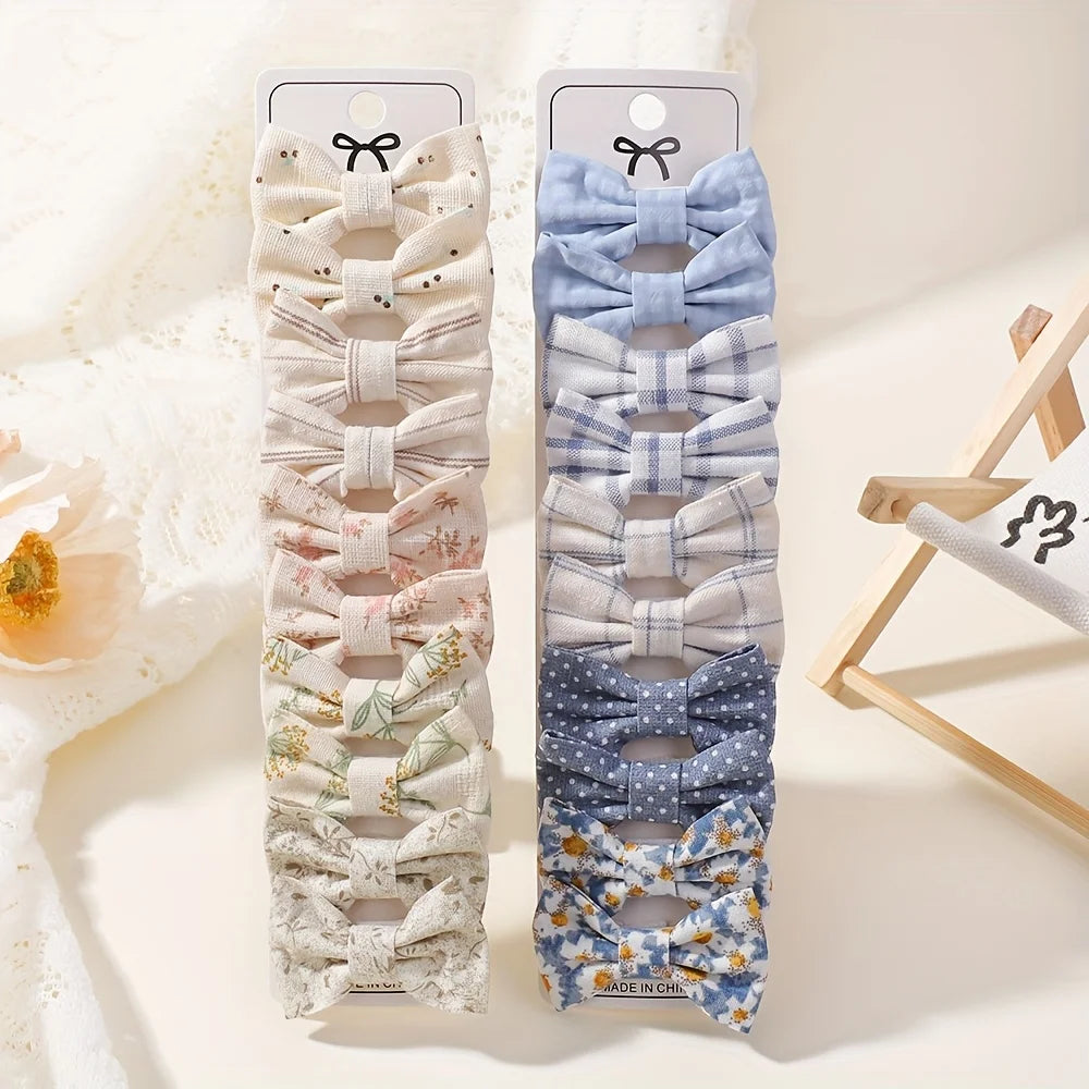 BABY BOWS 20Pcs/set Handmade Fabric Printed Barrette Boutique Mini Boutique Bangs Bow Hair Clip Ins Daisy Hairgripes - FJ4903