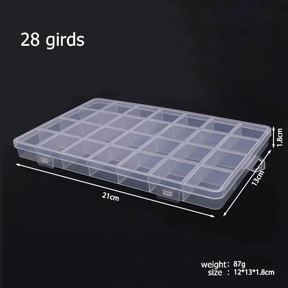 6–32 Compartment Plastic Storage Organizer Box for Beads, Jewelry & Craft Supplies - 28 girds