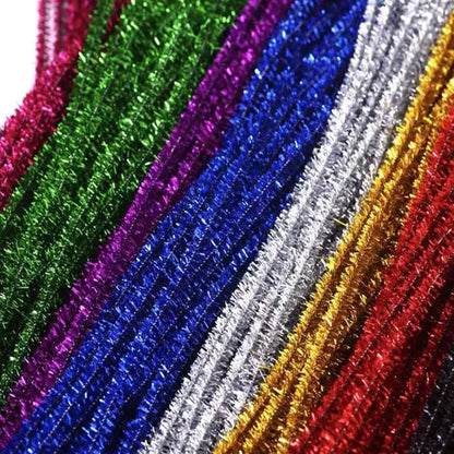 10/50/100 Glitter Chenille Stem Pipe Cleaner Plush Metal Foil Stem Wire Sticks for Kids Educational DIY Craft Supplies Toy Cr