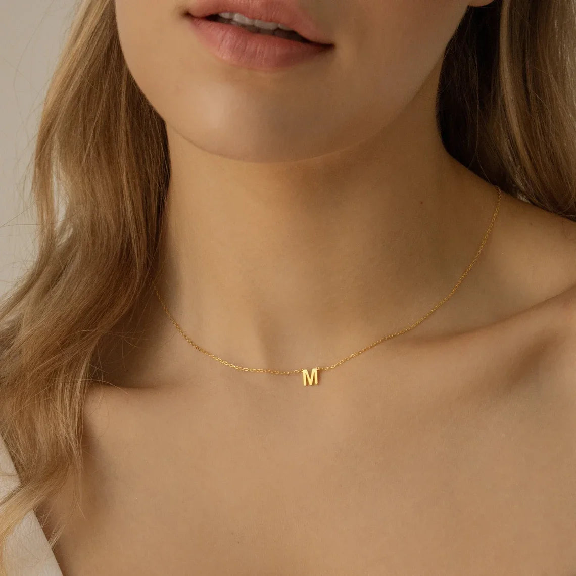 A-Z26 Initial Letters Necklace For Women Stainless Steel Jewelry Pendant Alphabet Single Name Choker Necklaces