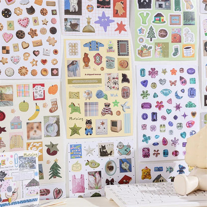 50 Sheets Retro Cartoon Sticker Book Paper Aesthetic Decals for Journaling Scrapbooking Laptop Water Bottle Planner Accessori