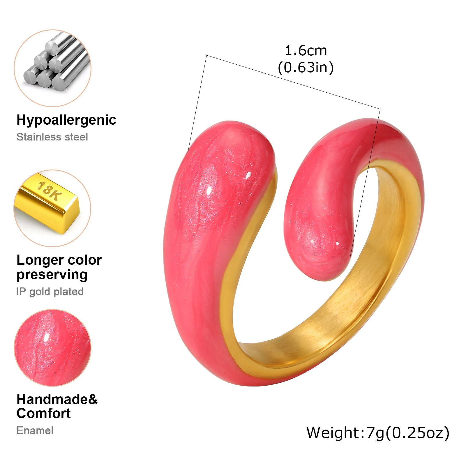 Chunky Open Twist Stackable Rings for Women, Blue Geometric Bold Enamel Crossover Statement Ring Band Waterproof - RC-721G07-