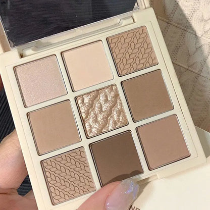 9 Color Eyeshadow Daily Makeup Brown Eye Shadow Palette Shimmer Matte Lasting Pearl Fine Shimmer Earth Color Eye Shadow Korea