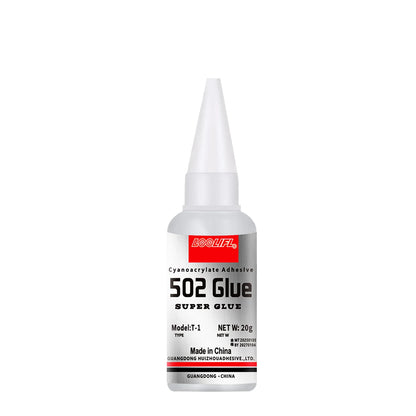 502 Super Strong Quick-Drying Adhesive, Professionally Used for Daily Repair of Toy Plastics, Is White, Transparent and Odorl