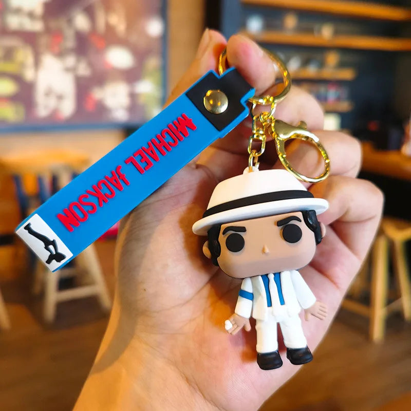 Michael Jackson Keychain Music Idol Doll Machine Key Chain - D