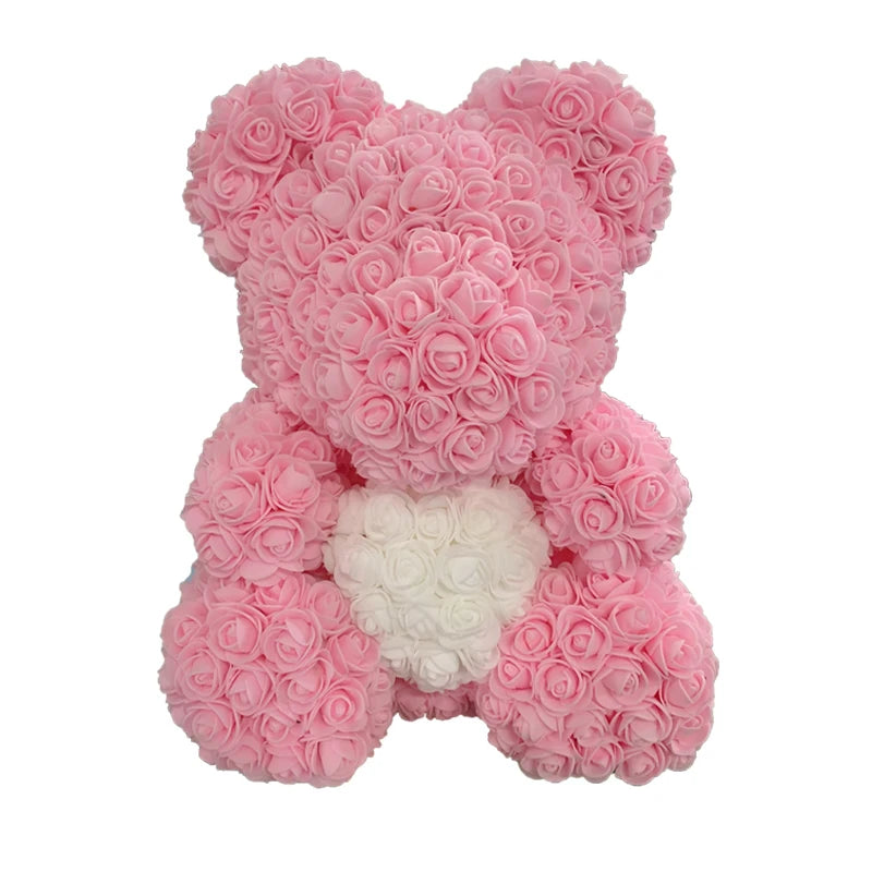 Red Rose Bear 40cm Bear Of Roses Artificial Flower Rose Teddy Bear For Women Valentine's Day Wedding Birthday Christmas Gift 