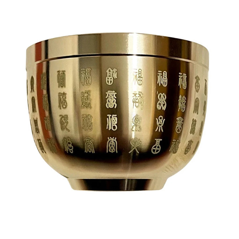 Gold Feng Shui Hundred Blessings Bowl Fine Workmanship Meaningful Gifts Copper Materials Exquisite Mini 4.5CM/6CM - 40g