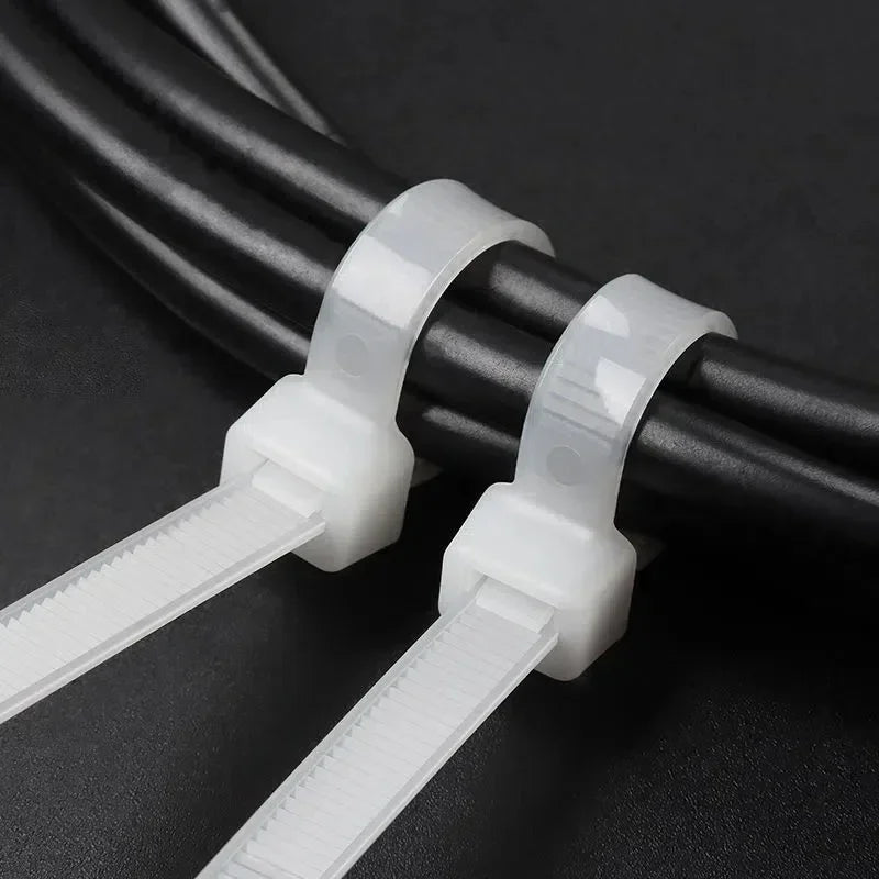 1000/100Pcs Nylon Cable Ties Self-locking Cord Ties Straps Adjustable Cables Fastening Loop Home Office Wire Zip Ties